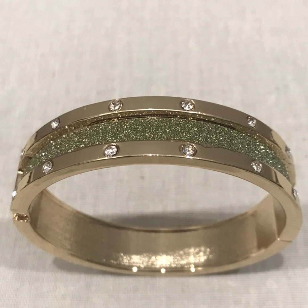 Gold and sparkly green bracelet